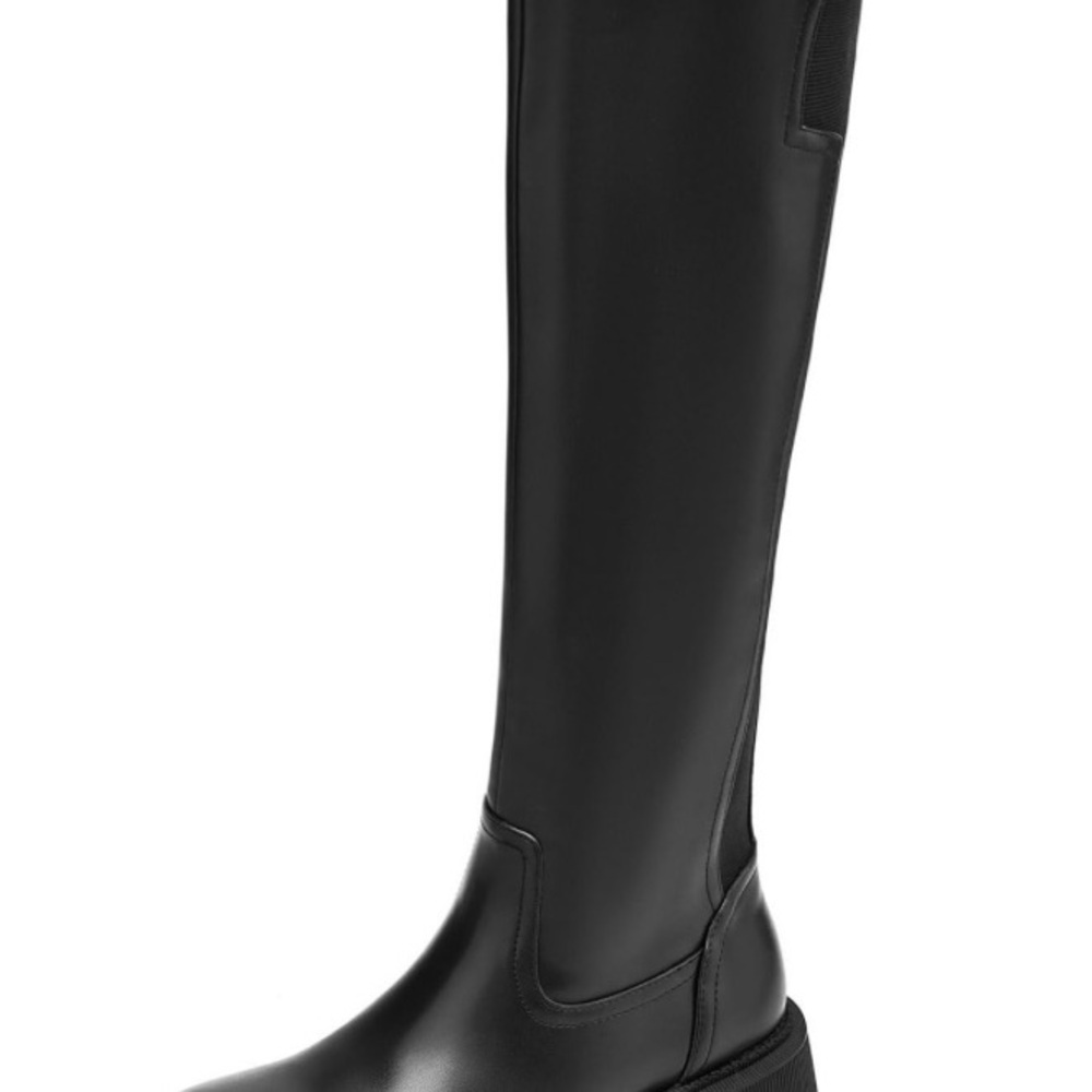 Black Over the Knee Boots Sleek Streamlined Silhouette